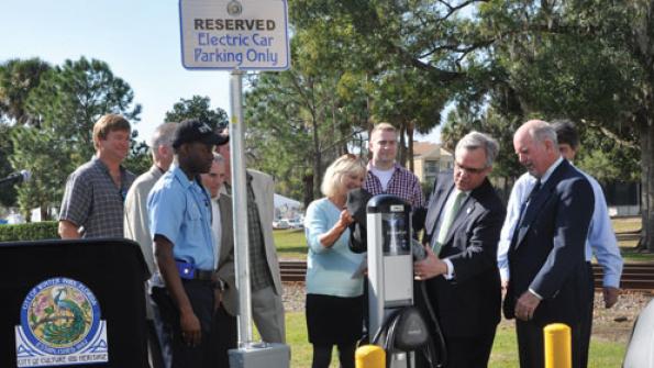 Florida city turns on electric car charging stations