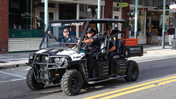 Vehicles help control crowds at Republican Convention