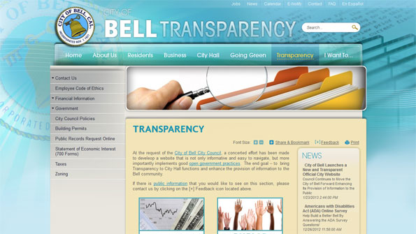 New Bell, Calif., website emphasizes transparency