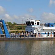 A view of the Pawnee II dustpan dredge as it is being commissioned.