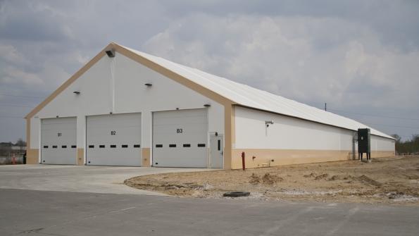 Fabric building is a convenient home for city buses in the Hawkeye State