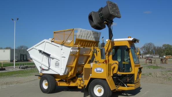 Single-operator, off-road trucks expedite trash collection