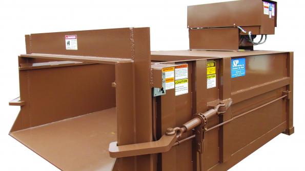 Stationary compactor is suited for government facilities