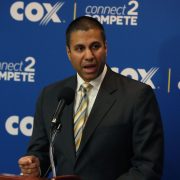 WASHINGTON, DC - OCTOBER 01: FCC Chairman Ajit Pai speaks during a news conference to unveil Cox Connect2Compete program, at the National Press Club, on October 1, 2018 in Washington, DC. Referring to 5G technology, Pai recently said he believed government regulation was slowing implementation. (Photo by Mark Wilson/Getty Images)