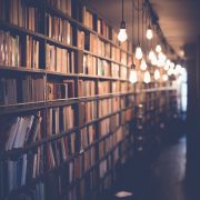 books on bookshelves and light bulbs