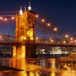 The Roebling Suspension Bridge in Cincinnati.