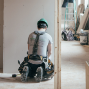 a man building a home