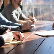 Collaborating at a desk